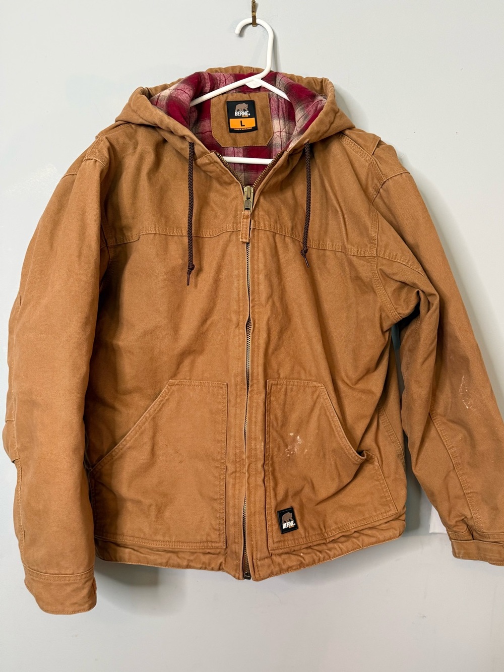 Men's Hooded Field Jacket in Brown - Work-Style Canvas
